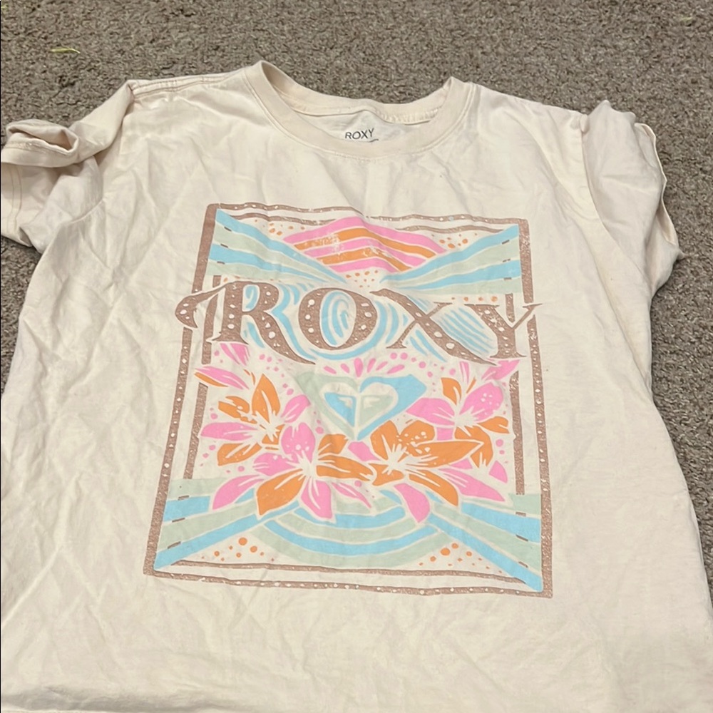 Roxy Cream Kids T-Shirt with Floral Design
